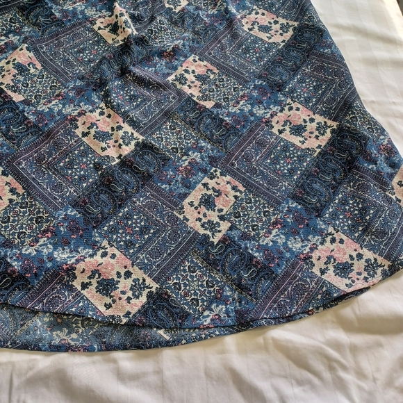 Emma & Michele 1X Tunic Style Dress Blue/Cream/Pink Pattern Lace Up Bust - Picture 11 of 12